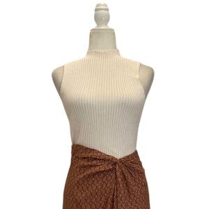 Milio Milano Sleeveless Ribbed Knit Top NWOT Mock Neck In Ivory Cream